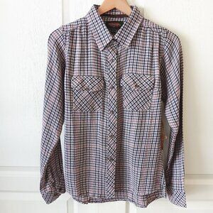 Flyshacker Women's Lavender Houndstooth Garment Wash Flannel Shirt Size M